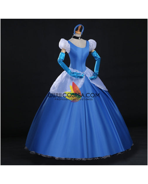 Princess Cinderella Classic Royal Blue Satin Cosplay Costume