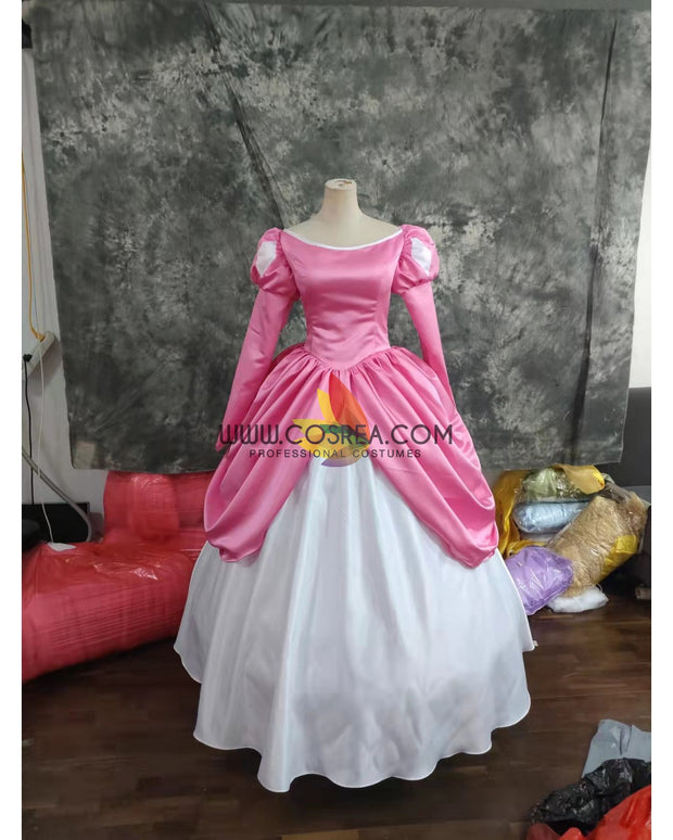 Princess Ariel Bright Pink Matte Satin Little Mermaid Cosplay Costume