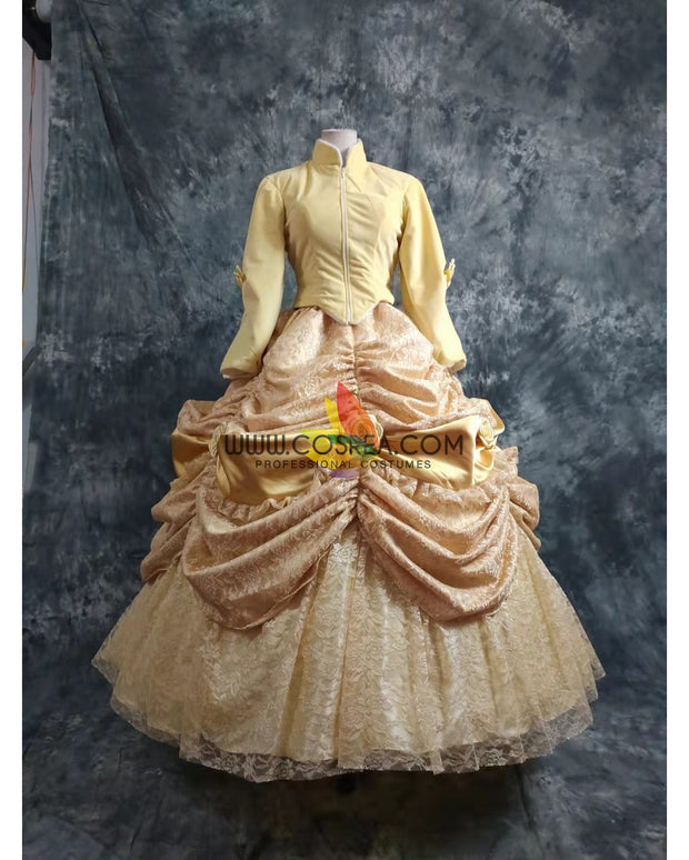 Princess Belle Velvet With Brocade Winter Beauty And Beast Cosplay Costume