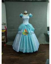 Princess Cinderella With Teal Sequined Overlay Cosplay Costume