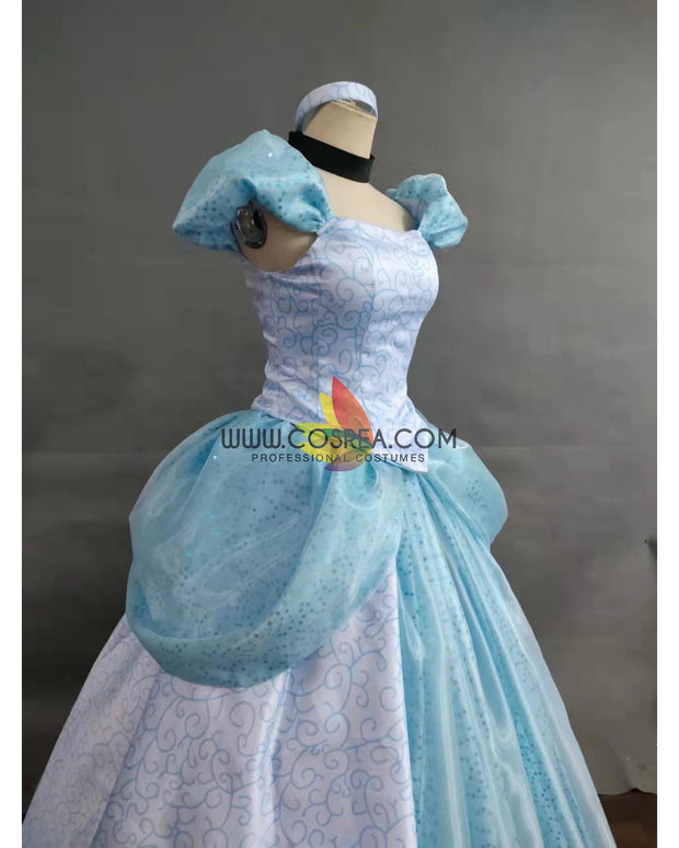 Princess Cinderella With Teal Sequined Overlay Cosplay Costume