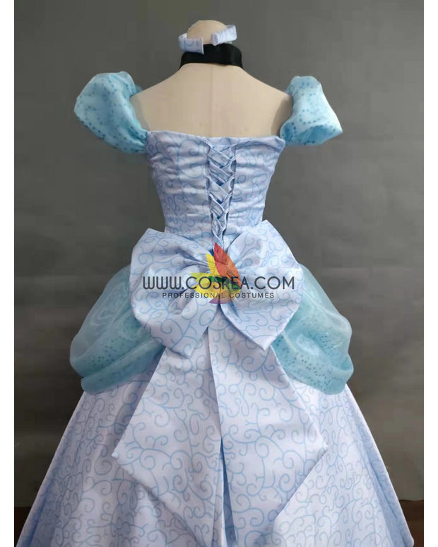 Princess Cinderella With Teal Sequined Overlay Cosplay Costume