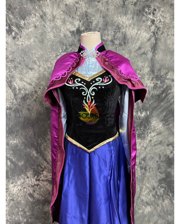 Cosrea Disney Frozen Anna Embroidered Winter Outfit In Satin Cosplay Costume