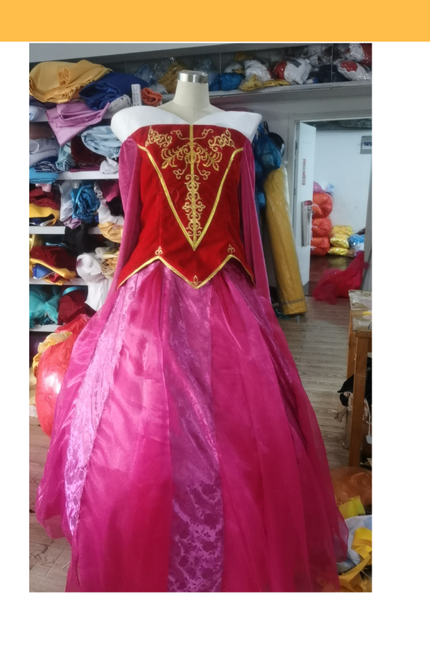 Cosrea Disney Princess Aurora Two Pieces Velvet Embroidered Sleeping Beauty Cosplay Costume