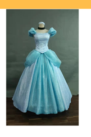 Cosrea Disney Princess Cinderella With Teal Sequined Overlay Cosplay Costume