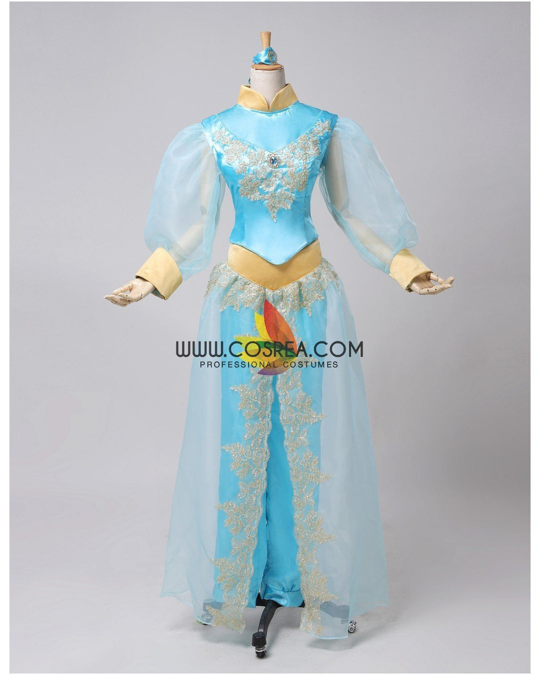 Princess Jasmine Aladdin Satin With Tulle Sleeves Cosplay Costume - Cosrea  Cosplay