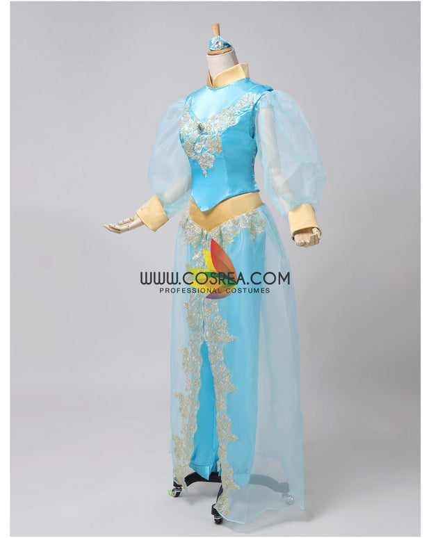Princess Jasmine Aladdin Satin With Tulle Sleeves Cosplay Costume ...