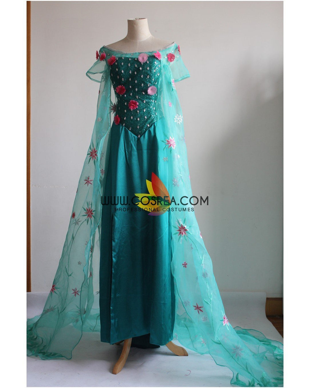 Frozen Fever Elsa Embroidered Cosplay Costume Cosrea Cosplay