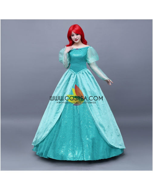 Princess Ariel Turquoise Sequin Tulle Little Mermaid Cosplay Costume ...