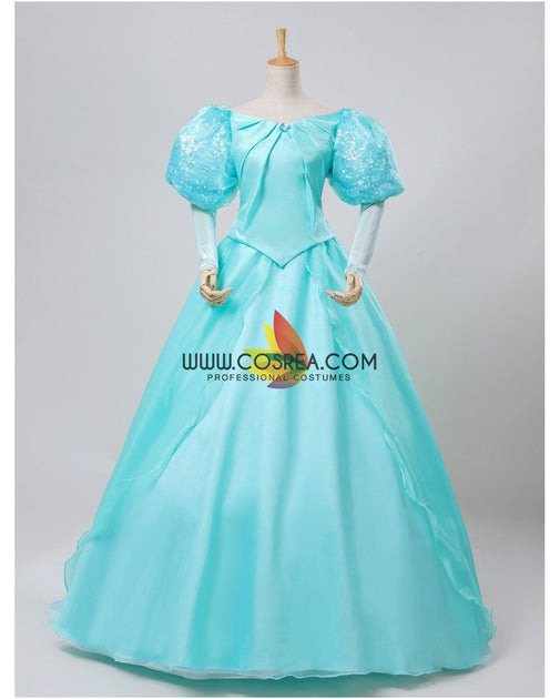 Princesss Ariel Turquoise Tulle With Sequin Sleeves Little Mermaid ...