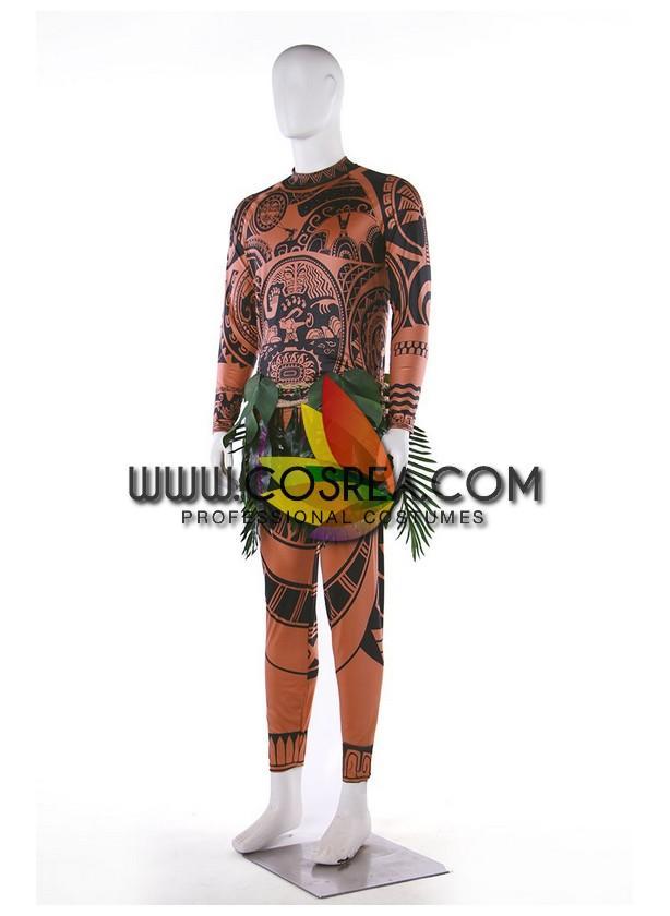 Cosrea Disney No Option Moana Chief Tui Printed Cosplay Costume