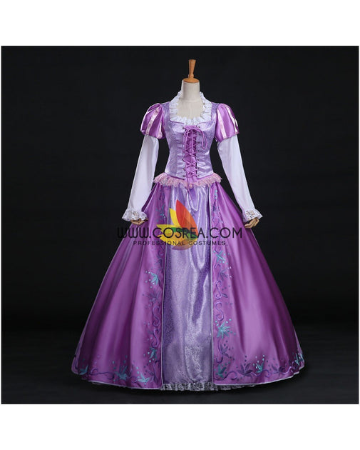 Princess Rapunzel Park Inspired Brocade Satin Cosplay Costume - Cosrea 