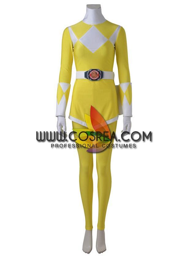 Cosrea P-T Power Rangers Mighty Morphin Yellow Ranger Cosplay Costume